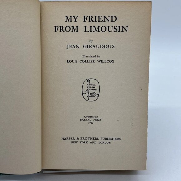 My Friend From Limousin by Jean Giraudoux (1922) First Edition Hardcover - Picture 6 of 7